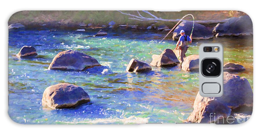 River Galaxy Case featuring the painting Animas River Fly Fishing by Janice Pariza