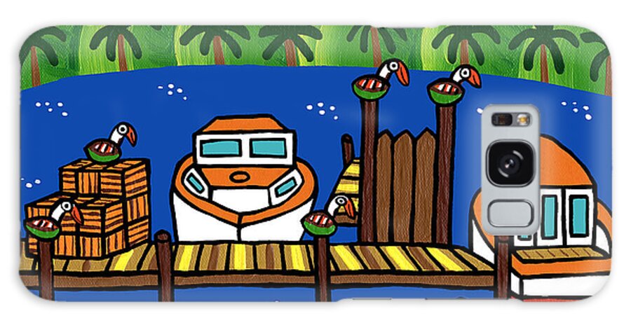 Cedar Key Galaxy S8 Case featuring the painting Annie's Dock - Cedar Key by Mike Segal