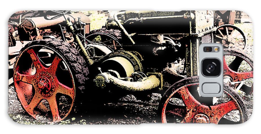 Rust Galaxy Case featuring the photograph Antique Case Tractor Red Wheels by Michael Spano
