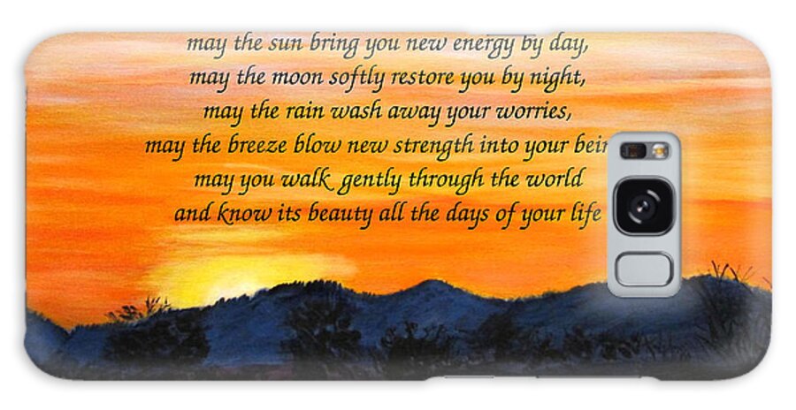 Inspirational Galaxy Case featuring the painting Apache Blessing-sunrise by Linda Feinberg