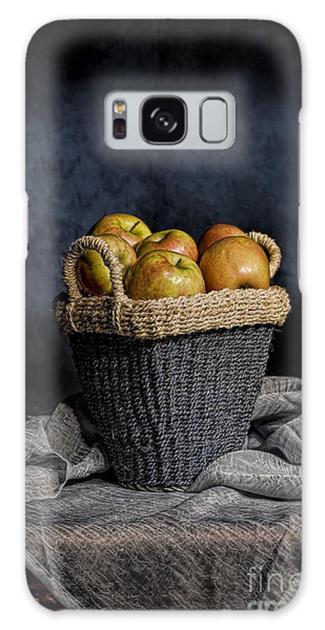 Still Life Galaxy S8 Case featuring the photograph Apples in Blue Basket on Blue by Leah McDaniel