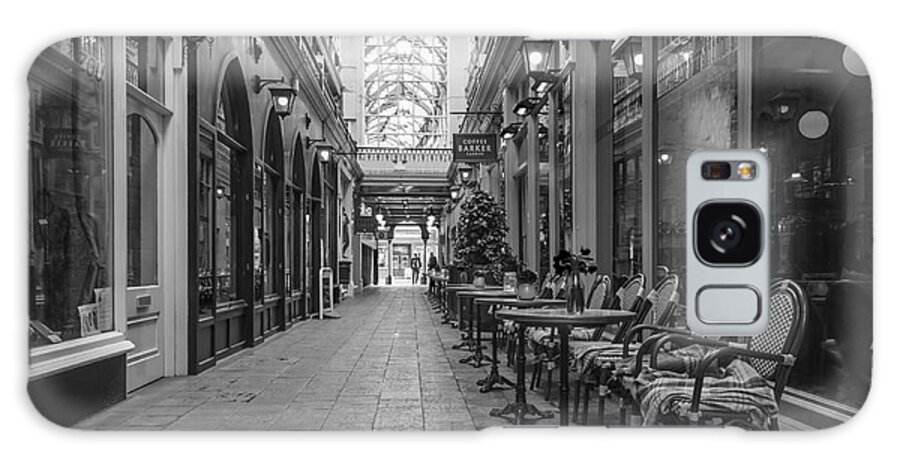 Castle Arcade Cardiff Galaxy S8 Case featuring the photograph Arcade Cafe Mono by Steve Purnell