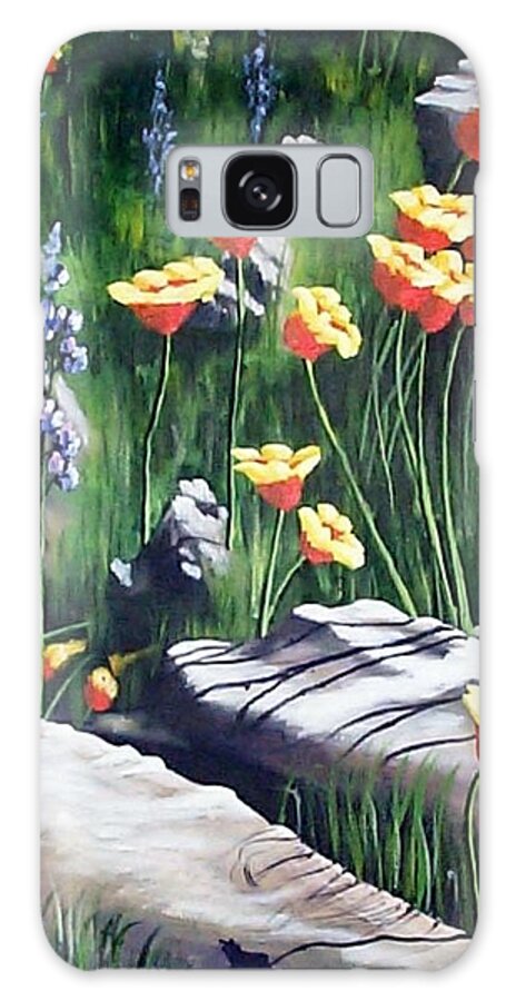 Arizona Galaxy Case featuring the painting Arizona Poppies by Ray Nutaitis