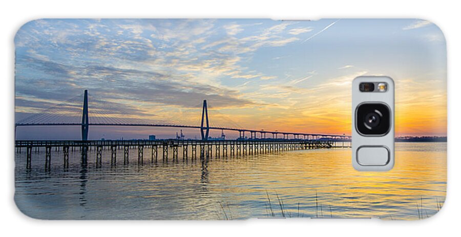 Arthur Ravenel Bridge At Sunset Galaxy Case featuring the photograph Calm Waters over Charleston SC by Dale Powell