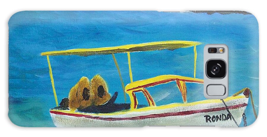 Seascape Galaxy Case featuring the painting Aruba Fishing Boat by Kathie Camara