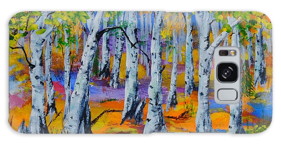 Aspen Trees Canvas Prints Galaxy Case featuring the painting Aspen Friends in Walkerville by Cheryl Nancy Ann Gordon