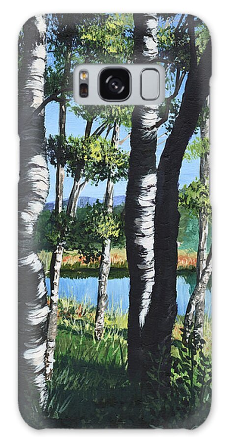 Landscape Galaxy Case featuring the painting Aspens and Pond by Timithy L Gordon