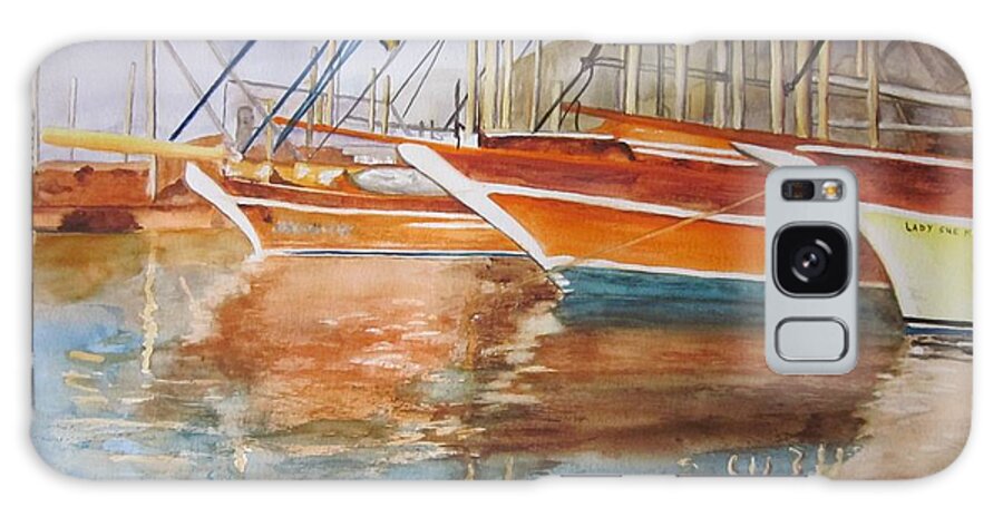 Boats Galaxy Case featuring the painting At the Dock by Maris Sherwood