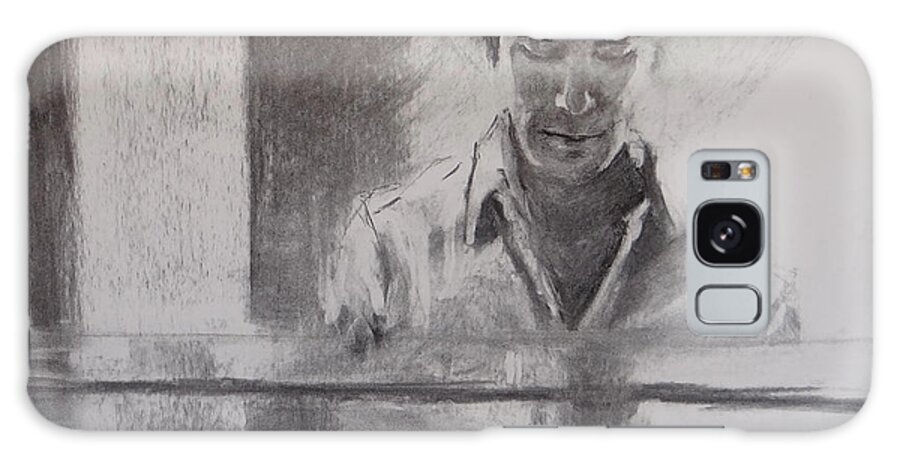 Charcoal Portrait Galaxy Case featuring the painting At the Piano by Carol Berning