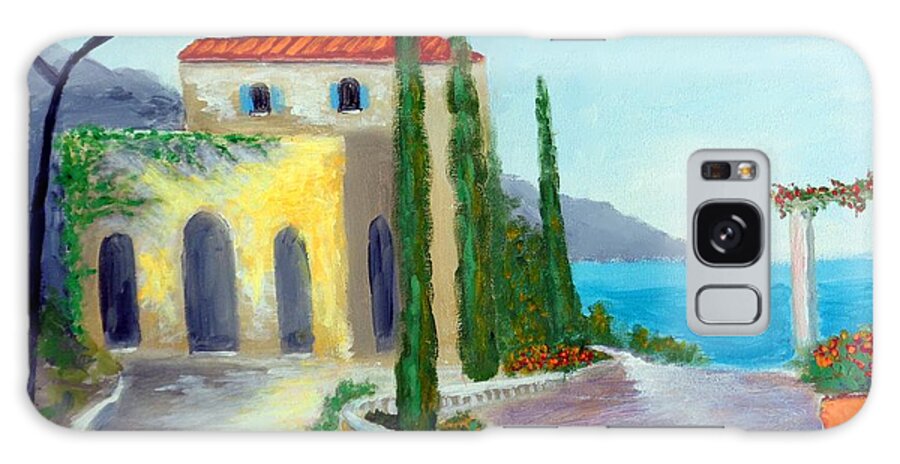 At The Seaside Amalfi Galaxy Case featuring the painting At The Seaside Amalfi by Larry Cirigliano