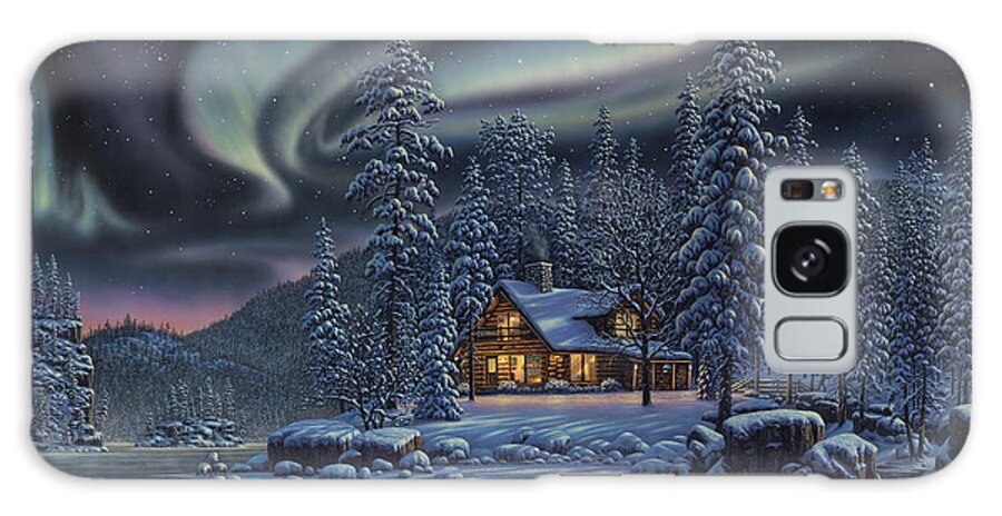 Winter Galaxy Case featuring the painting Aurora Bliss by Kim Norlien