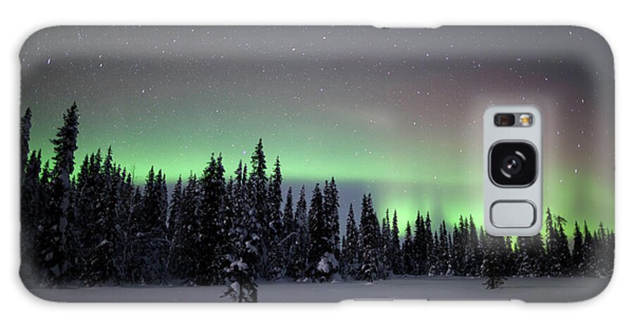Scenics Galaxy Case featuring the photograph Aurora Borealis Winter Forest by Justinreznick