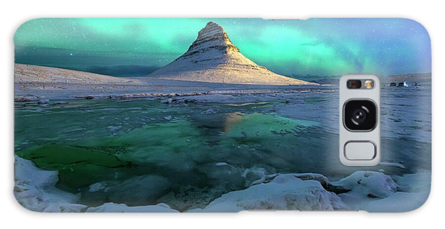 Tranquility Galaxy Case featuring the photograph Aurora Over Kirkjufell Mountain Iceland by Ratnakorn Piyasirisorost