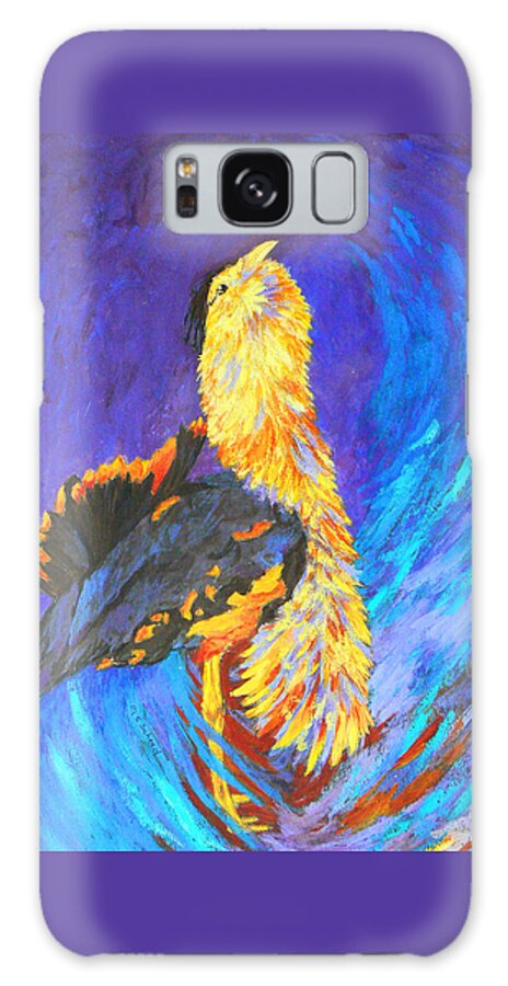 Bustard Galaxy S8 Case featuring the painting Australian Bustard Displaying by Margaret Saheed