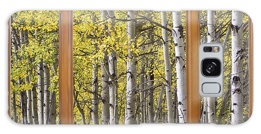 Windows Galaxy Case featuring the photograph Autumn Aspen Forest Classic Wood Window View by James BO Insogna