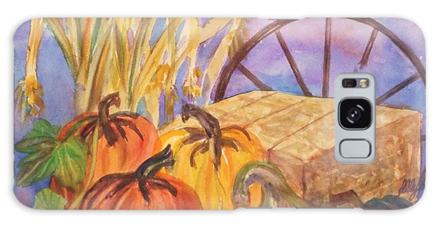 Acorn Squash Galaxy Case featuring the painting Autumn Bounty by Ellen Levinson
