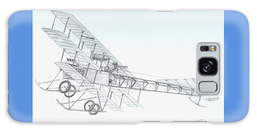 Aviation Galaxy Case featuring the drawing AVRO Triplane by Rick Bennett
