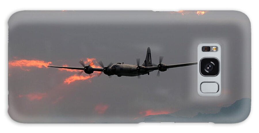 Aircraft Galaxy Case featuring the photograph B-29 Bomber Aircraft in Sunset Flight by Amy McDaniel