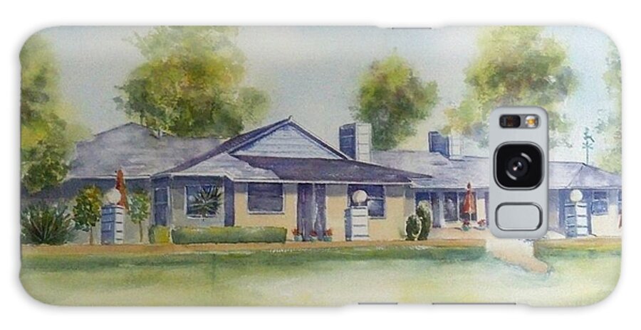 Watercolor House Portrait Galaxy Case featuring the painting Back of House by Debbie Lewis