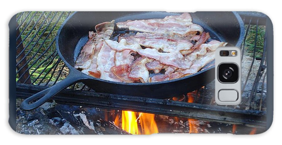 Bacon Galaxy Case featuring the photograph Bacon on the Campfire by Patricia Overmoyer