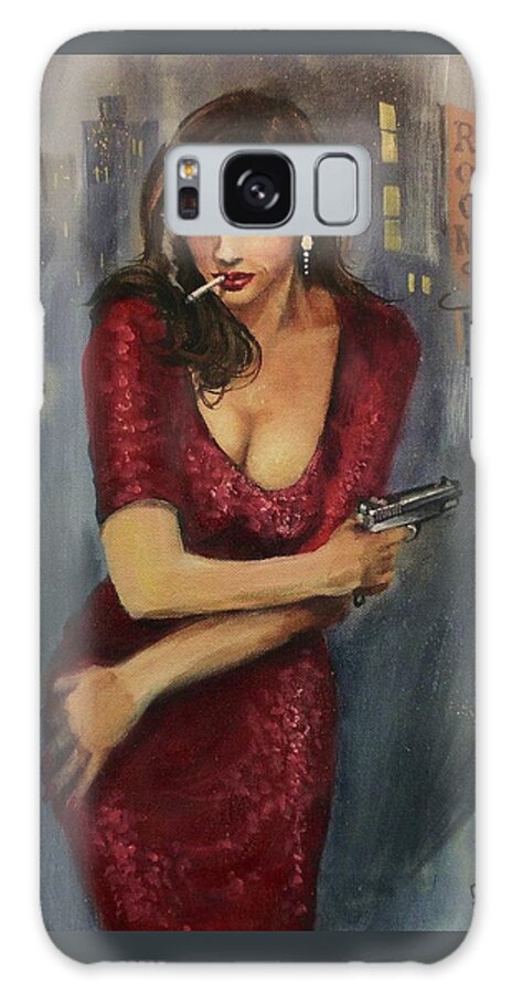 City At Night Galaxy Case featuring the painting Bad Girl by Tom Shropshire