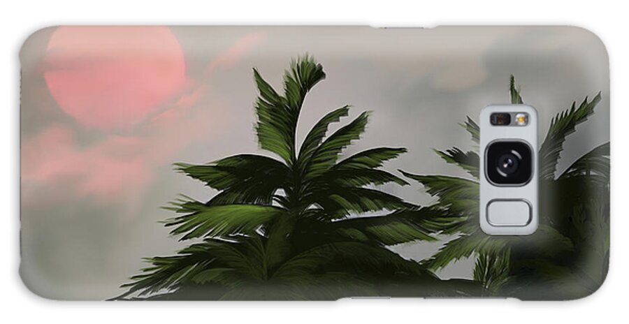 Sunrise Canvas Print Galaxy Case featuring the digital art Sun tropical palm breeze by Anthony Fishburne