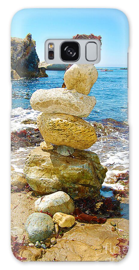 Rock Stack Galaxy Case featuring the photograph Balanced Beach Rock Stack by Debra Thompson