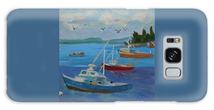Seascape Galaxy Case featuring the painting Bar Harbor Lobster Boats by Francine Frank