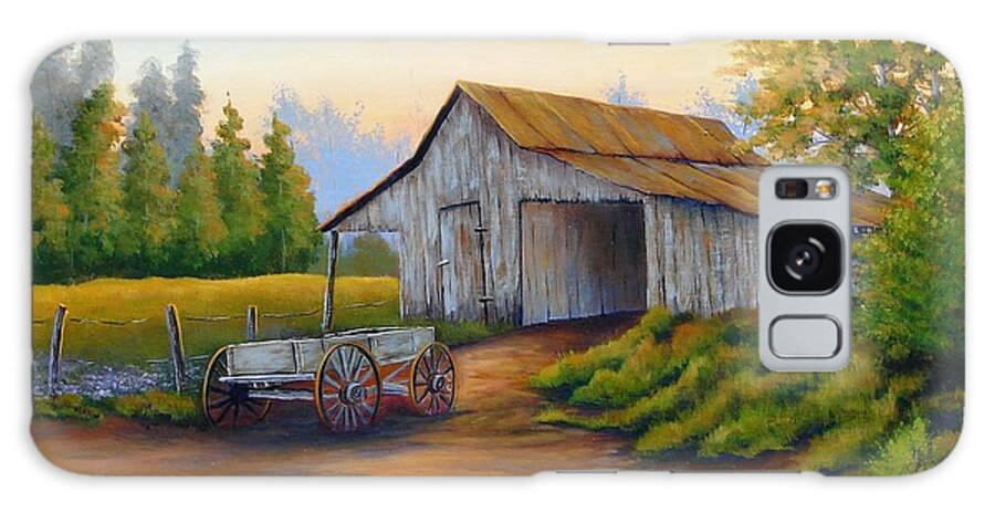 Landscape Galaxy S8 Case featuring the painting Barn and Wagon by Jerry Walker