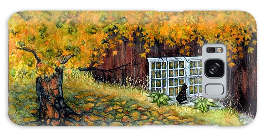 Barn Galaxy Case featuring the painting Barn window Reflections by Janine Riley