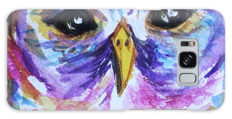 Barred Owl Galaxy Case featuring the painting Barred Owl - Square Format by Ellen Levinson