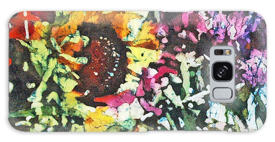 Batik Galaxy S8 Case featuring the painting Batik Sunflower 1 by Diane Fujimoto