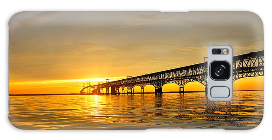 Bay Bridge Galaxy Case featuring the photograph Bay Bridge Sunset Glow by Jennifer Casey