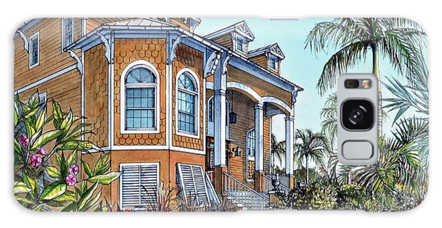 Architectural Illustration Galaxy Case featuring the drawing Magnolia Beach House by Joan Garcia
