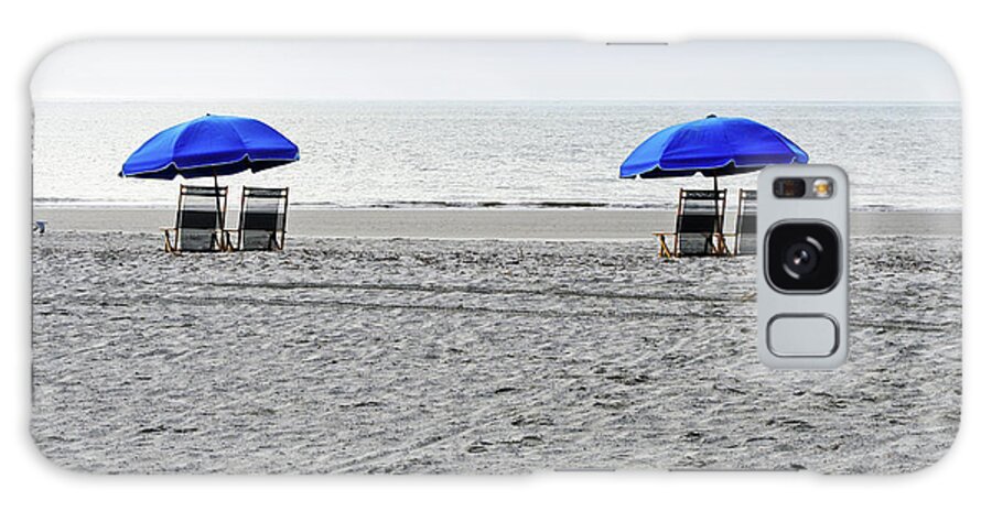 Hilton Head Galaxy Case featuring the photograph Beach Umbrellas on a Cloudy Day by Thomas Marchessault
