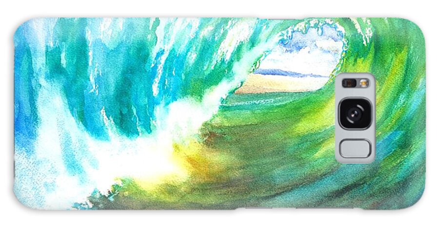 Wave Galaxy Case featuring the painting Beach View from Wave Barrel by Carlin Blahnik CarlinArtWatercolor