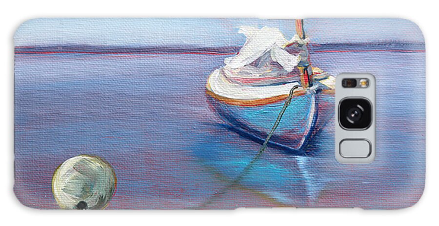 Sailboat Galaxy S8 Case featuring the painting Beached Sailboat at Mooring by Trina Teele