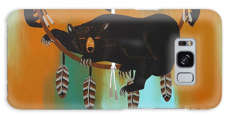 Bear Totem Galaxy Case featuring the painting Bear Totem and Medicine Wheel by Jean Fry