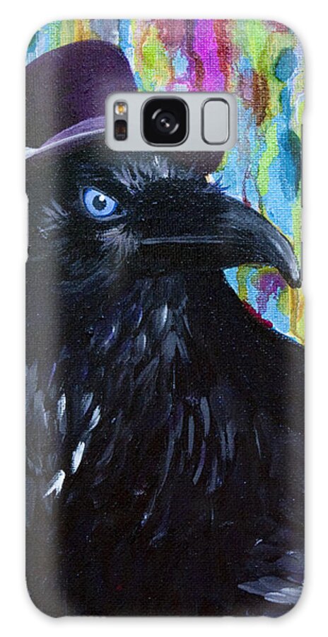 Raven Galaxy S8 Case featuring the painting Beautiful Dreamer Black Raven Crow 8x10 mixed media by Jaime Haney by Jaime Haney