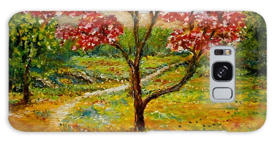 Landscapes  Canvas Prints Originals Impressionism Trees Spring Seasons  Galaxy S8 Case featuring the painting Beautiful park by Konstantinos Charalampopoulos