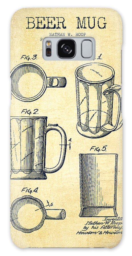 Beer Mug Galaxy Case featuring the digital art Beer Mug Patent Drawing from 1951 - Vintage by Aged Pixel