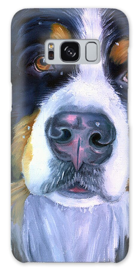 Bernese Mountain Dog Galaxy Case featuring the painting Bernese Mountain Dog in Snowfall by Lyn Cook