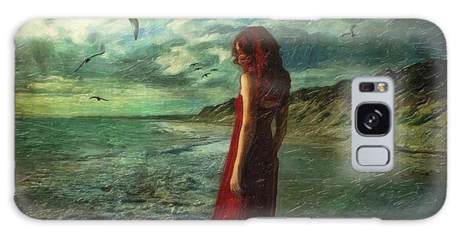 Woman Galaxy Case featuring the digital art Between Sea and Shore by Lianne Schneider