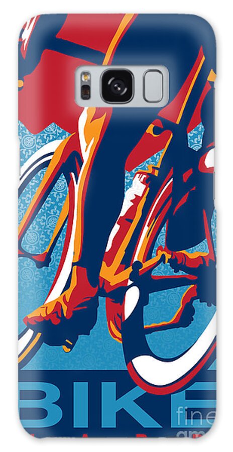 Retro Cycling Poster Galaxy Case featuring the painting Bike Hard by Sassan Filsoof