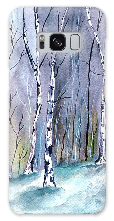 Landscape Galaxy Case featuring the painting Birches In The Forest by Brenda Owen