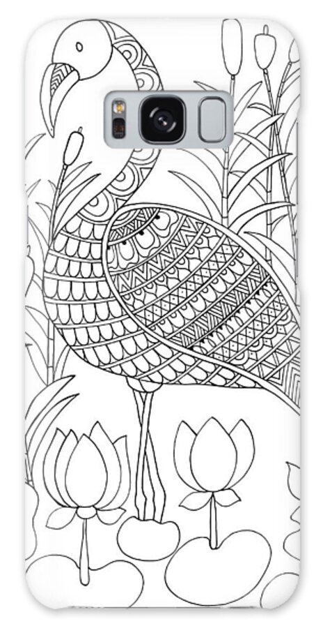 Neeti Goswami Galaxy Case featuring the drawing Bird Flamingo by MGL Meiklejohn Graphics Licensing