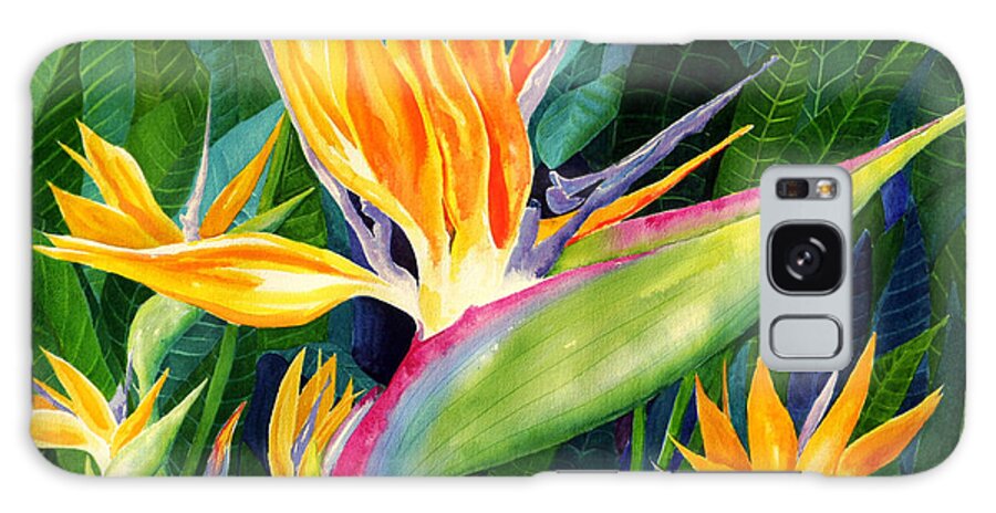 Flower Paintings Galaxy Case featuring the painting Bird-of-Paradise by Janis Grau