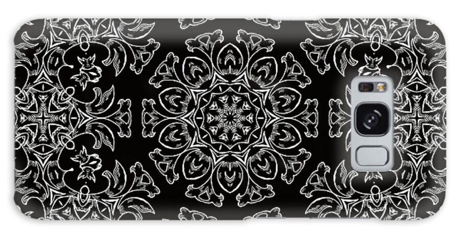 Intricate Galaxy Case featuring the mixed media Black and White Medallion 7 by Angelina Tamez