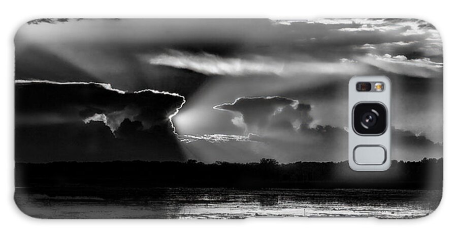 Black And White Galaxy Case featuring the photograph Black and White Sunset Over the Mead Wildlife Area by Dale Kauzlaric