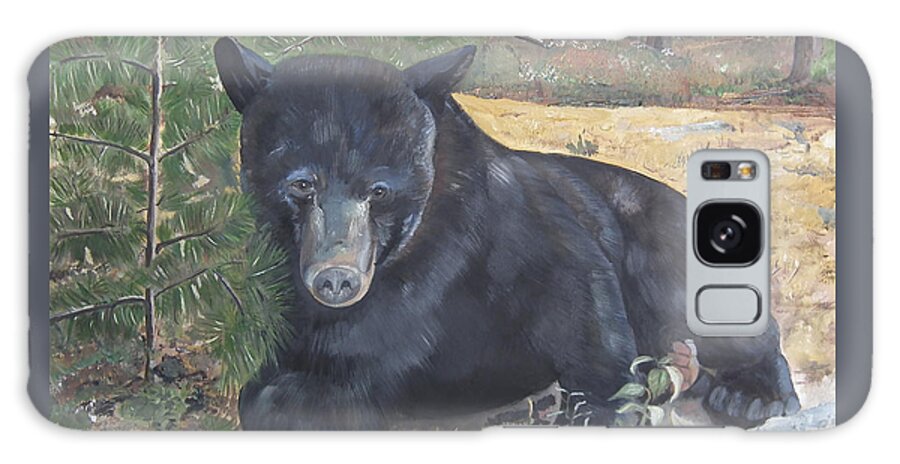 Black Bear Galaxy Case featuring the painting Black Bear - Wildlife Art -Scruffy by Jan Dappen